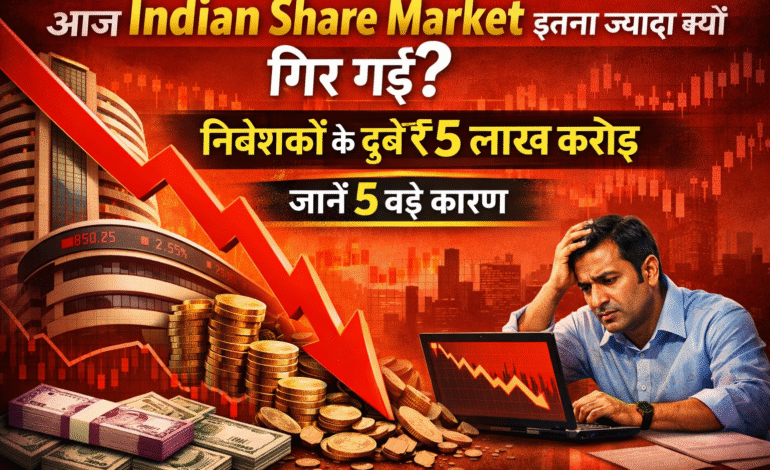 आज Indian Share Market इतना ज्यादा क्यों गिर गई? निवेशकों के डूबे ₹5 लाख करोड़, जानें 5 बड़े कारण